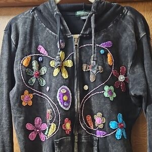 Colorful Floral Embroidered Hoodie
